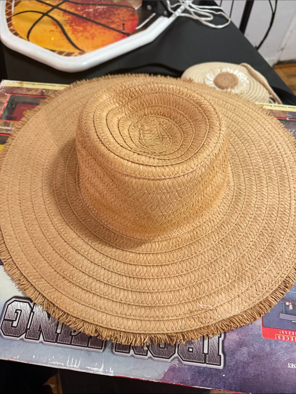 Neutral Straw Wide-Brim Sun Hat - Women Accessories